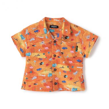 深海柄オーバーサイズ半袖開衿シャツ