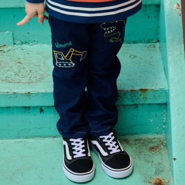 恐竜と重機ロング丈ストレートパンツ