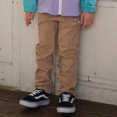 乗り物刺しゅうロング丈ストレートパンツ