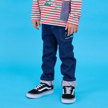 乗り物刺しゅうロング丈ストレートパンツ