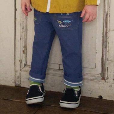 恐竜刺しゅうロング丈ストレートパンツ