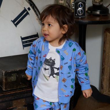 総柄フード着脱式長袖パーカ