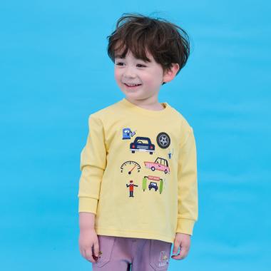 乗り物アップリケ長袖Tシャツ