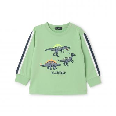 恐竜アップリケ袖ライン長袖Tシャツ