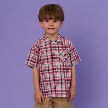 電車ワンポイントチェック半袖シャツ