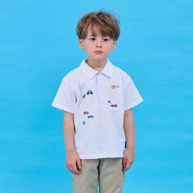 乗り物刺しゅう半袖ポロシャツ