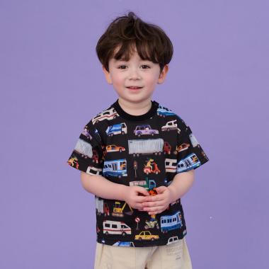 乗り物総柄半袖Tシャツ