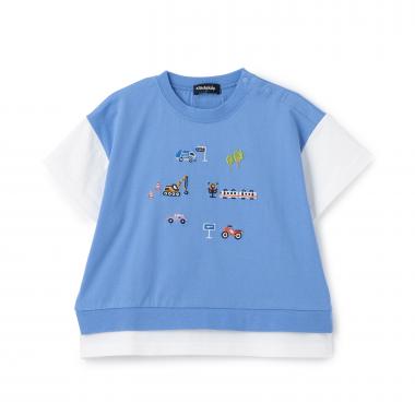 乗り物フェイクレイヤード半袖Tシャツ