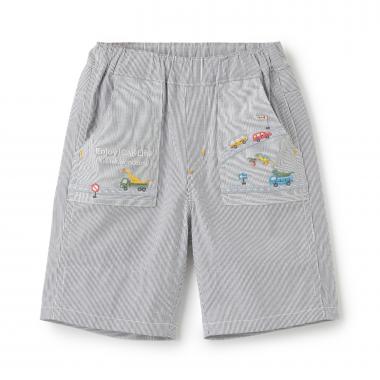 乗り物刺しゅう5分丈パンツ