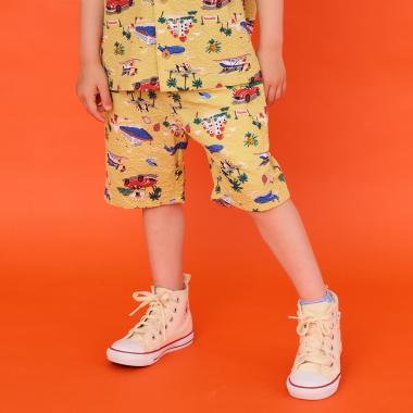 乗り物総柄5分丈シェフパンツ