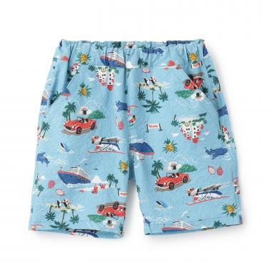 乗り物総柄5分丈シェフパンツ