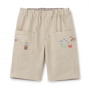 水族館刺しゅう5分丈パンツ