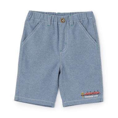 電車刺しゅう5分丈パンツ