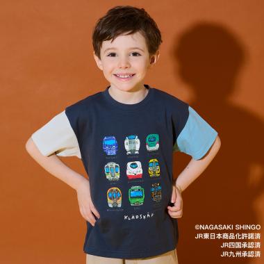 正面電車クレイジーカラー半袖Tシャツ