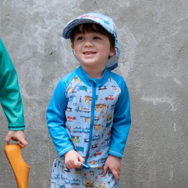 乗り物柄長袖ラッシュガード