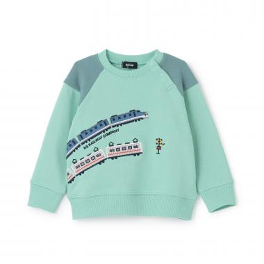 【人気商品再入荷】【直営店で取り扱い無し】電車刺しゅう袖ボーダートレーナー