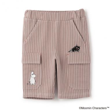 MOOMIN/刺しゅうストライプ6分丈パンツ