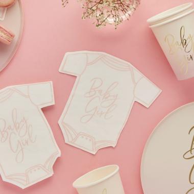 【湘南インターナショナル】ピンク 'Baby Girl' ペーパーナプキン 16パック