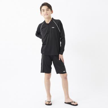 【SWIM】【FILA】ジェンダーレス水着 長袖ハーフZIPセパレートスクール水着
