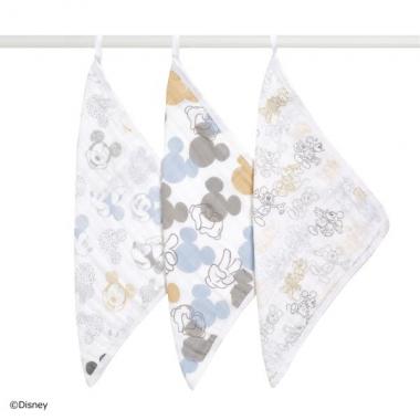 【aden + anais】ウォッシュクロス/ミッキー+ミニー/3枚
