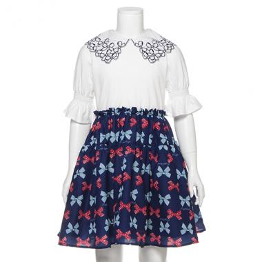 リボン柄ドッキングワンピース