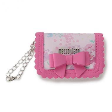 リボンスカラップフリル花柄パスケース