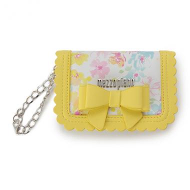 リボンスカラップフリル花柄パスケース