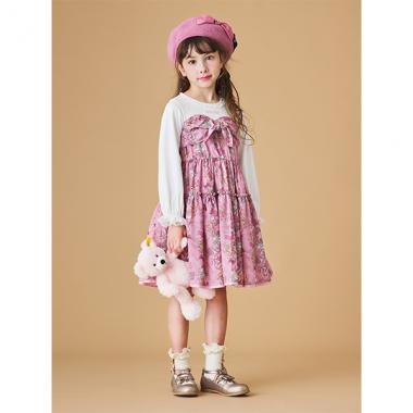 楽器×クマ柄ドッキングティアードワンピース