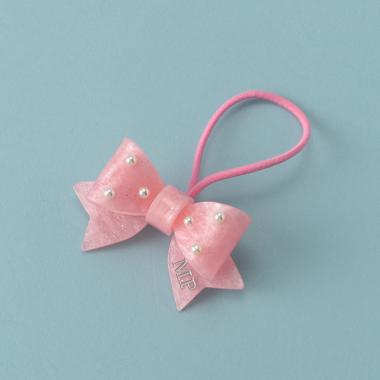 フェイクパールつきキラキラリボンヘアポニー
