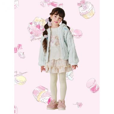 裏ボア リボンつきモールニットブルゾン