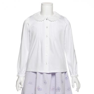 レース衿つきピンタックブラウス