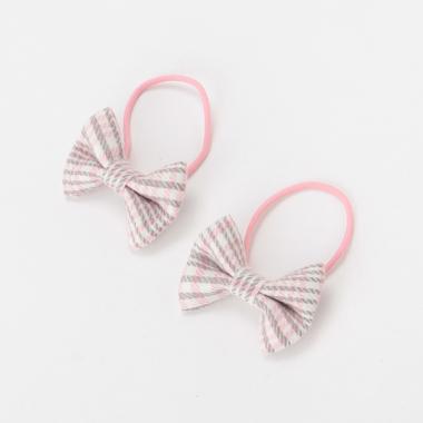チェックリボンヘアポニー2個セット