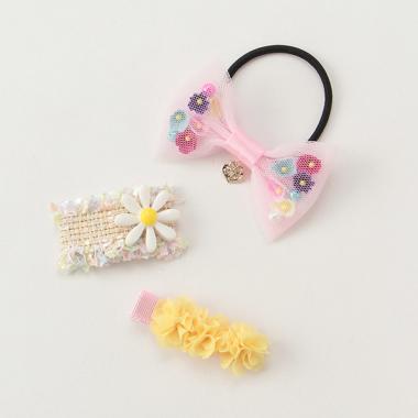 お花モチーフヘアアクセ3点セット