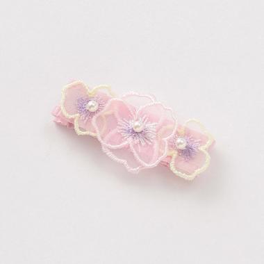 パンジー刺しゅうヘアクリップ