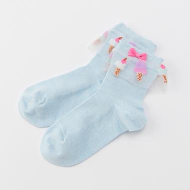 【トドラーサイズ】アイス柄透かしフリルソックス