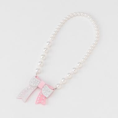 リボンモチーフパール調ビーズネックレス