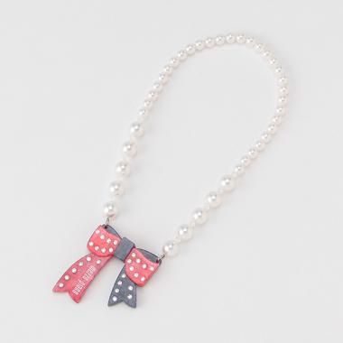 リボンモチーフパール調ビーズネックレス