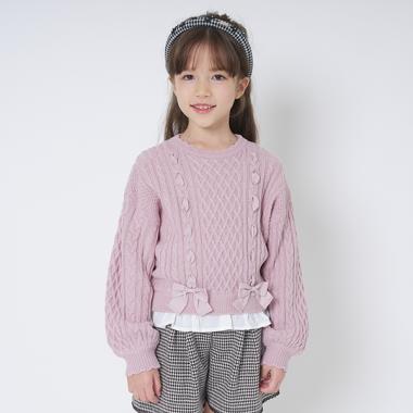 レースアップリボンニットプルオーバー
