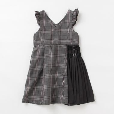 チェックサイドプリーツ　ジャンパースカート