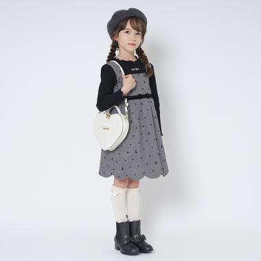 チェックハート柄ドッキングワンピース