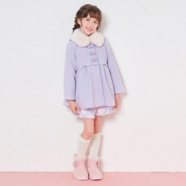 ファー衿つきスカラップショートコート