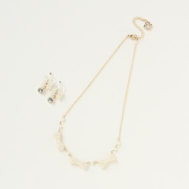 リボンネックレス＆イヤリングセット