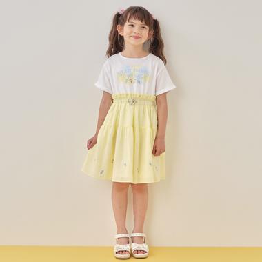 アイス刺しゅうストライプ　ドッキングワンピース