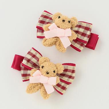 クマリボン　ヘアクリップ　2個セット