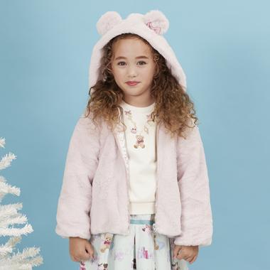 クマ耳つきフェイクファーブルゾン