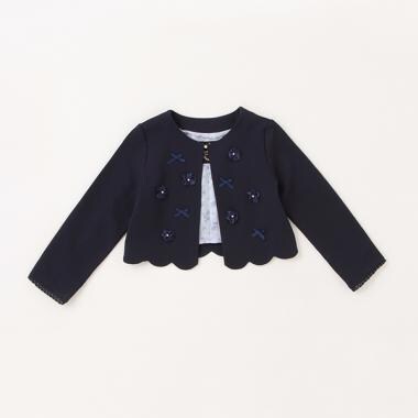 花モチーフ裾スカラップ　ジャケット