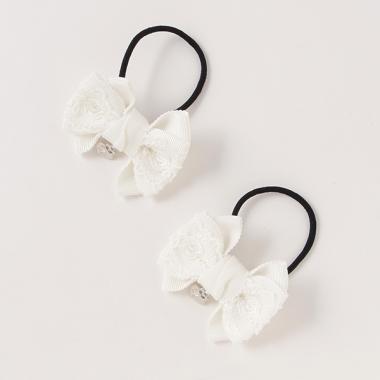 リボンレース　ヘアポニー2個セット【日本製】