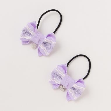 リボンレース　ヘアポニー2個セット【日本製】