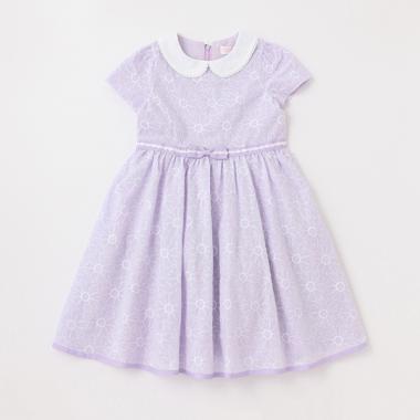 衿つき　花刺しゅうワンピース