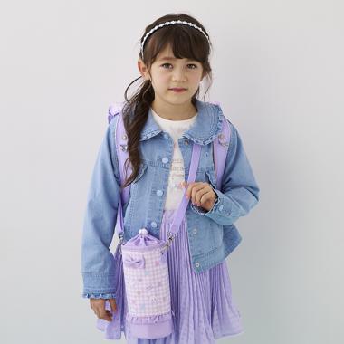 ギンガムネコ柄　水筒ホルダー